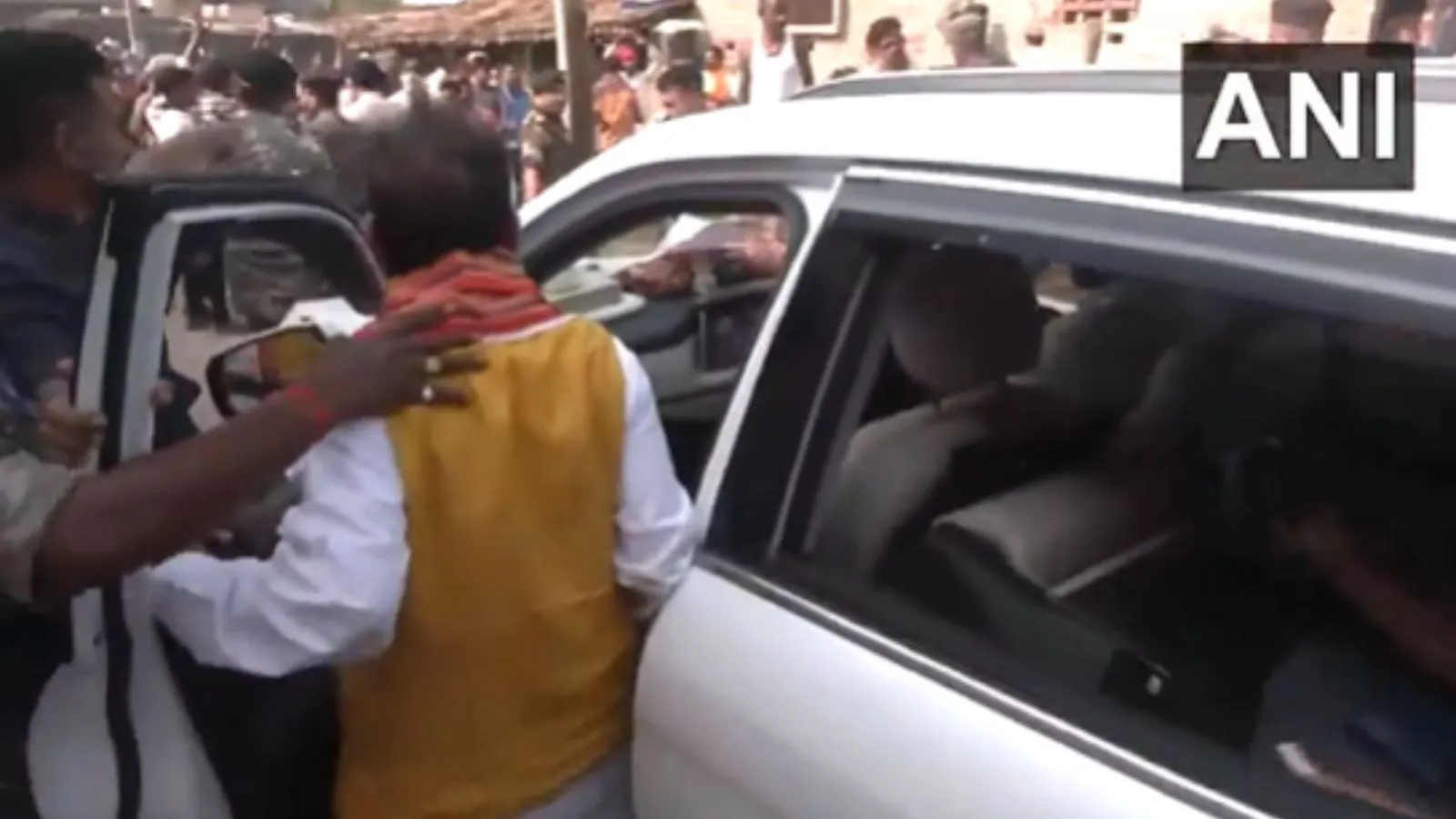 Bihar poll day violence: Vijay Sinha’s convoy attacked in Lakhisarai, slippers hurled at Deputy CM’s car | Video